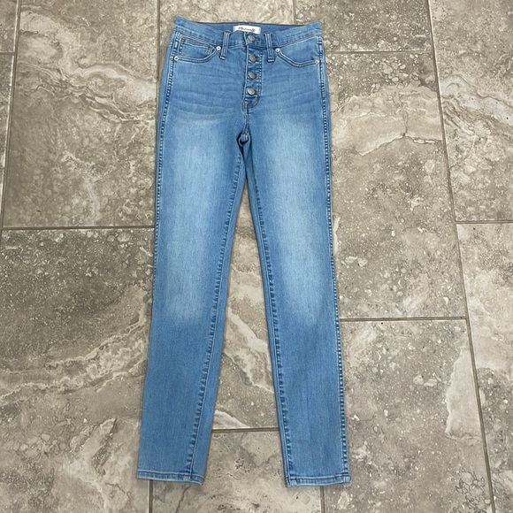 Madewell 10 in High Rise Skinny Jeans Exposed Button Fly M5327 Sz 25 - Picture 1 of 14